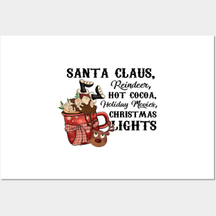 Santa Claus Reindeer, Hot Cocoa, Holiday Movies, Christmas Lights, Vintage Santa Posters and Art